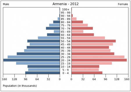 ՀՀ բնակչության տարիքային բուրգը 2012 թ.