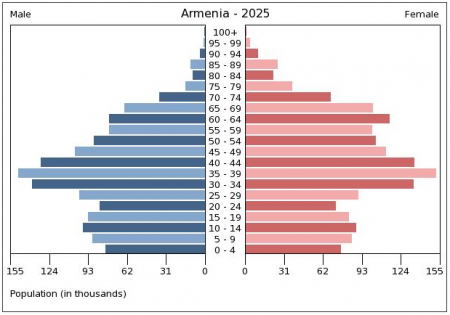 ՀՀ բնակչության տարիքային բուրգը 2025 թ.